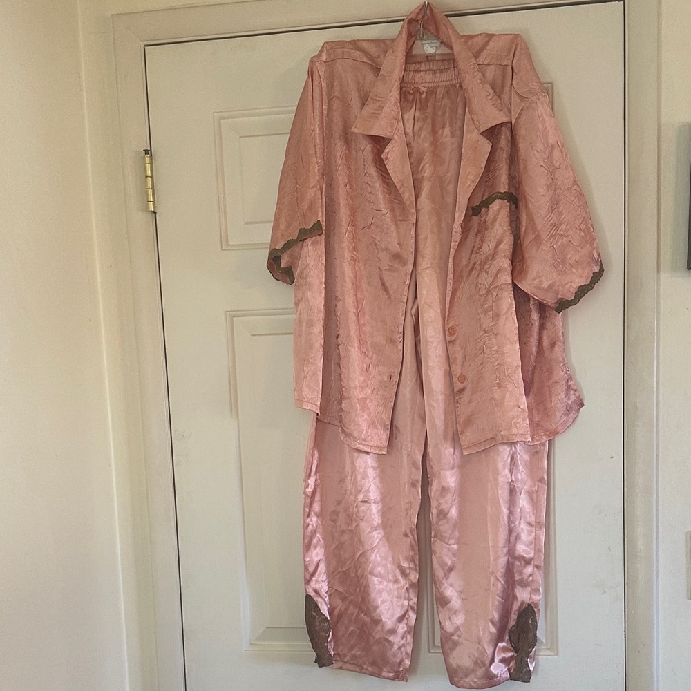 Pink Satin Pajama Set